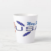 Tasse Latte Rose USA Drapeau bleu Personnalisé (Devant)
