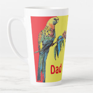 Tasse Latte Rosella Parrot Aquarelle Papa père Nom Café M