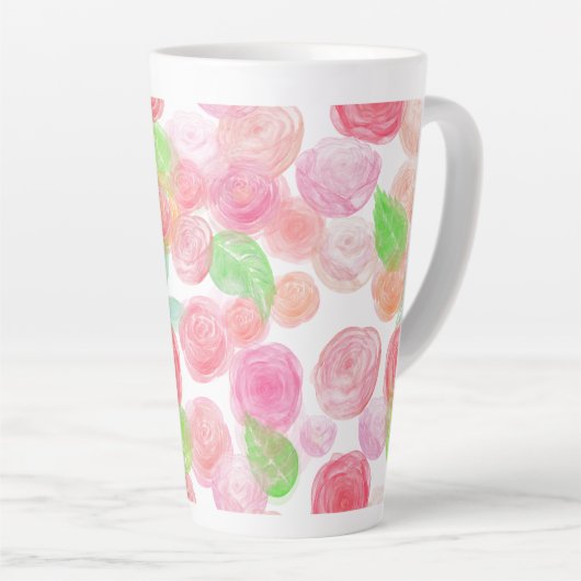 Tasse Latte Roses aquarelle (Angle droit)