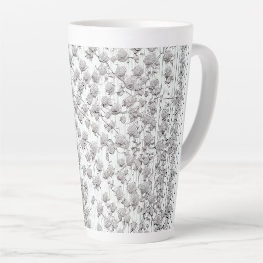 Tasse Latte Roses blanches B (Angle droit)