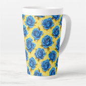 Tasse Latte Roses bleues 3d (Angle droit)