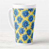 Tasse Latte Roses bleues 3d (Angle gauche)