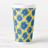 Tasse Latte Roses bleues 3d (Devant)