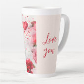 Tasse Latte Roses et coeurs roses rouges Vous aimez Romantique (Angle droit)