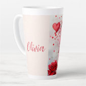 Tasse Latte Roses et coeurs roses rouges Vous aimez Romantique (Angle gauche)
