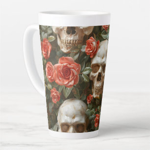 Tasse Latte Roses et crânes