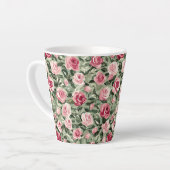 Tasse Latte Roses Fleurs Roses Vert Rouge  (Angle gauche)