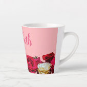 Tasse Latte Roses Foral Personnalisés sur Pink Small (Droite)