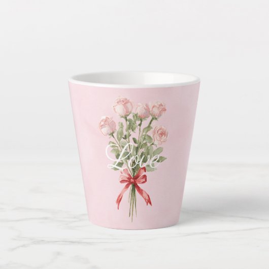 Tasse Latte Roses Roses Fleuris Amour (Devant)
