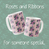 Tasse Latte Roses roses lavande Rubans