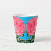 Tasse Latte Roses roses roses sur Aqua Blue (Devant)