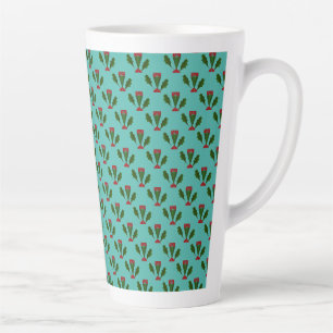 Tasse Latte Roses rouges Abstraites et fleurs Feuilles, Fontai
