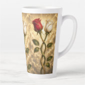 Tasse Latte Roses rouges et blanches entrelacées. (Droite)