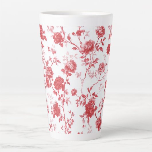 Tasse Latte Roses Rouges Floral (Devant)