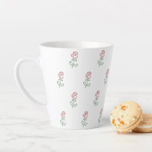 Tasse Latte Roses Rouges, Motif De Roses, Fleurs