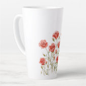 Tasse Latte Roses rouges romantiques roses rousses (Angle gauche)