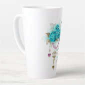 Tasse Latte Roses turquoise avec touches (Angle gauche)