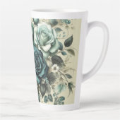 Tasse Latte Roses turquoises et blanches (Droite)