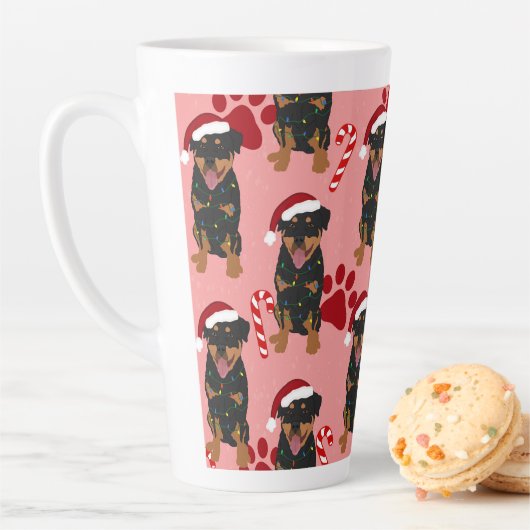 Tasse Latte Rottweiler de Noël (En situation)