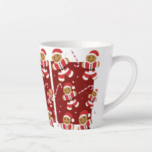 Tasse Latte Rouge blanc souriant en pain d'épices illustré Pèr