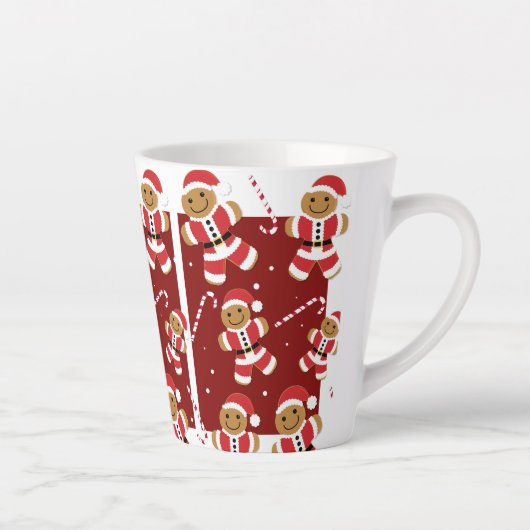 Tasse Latte Rouge blanc souriant en pain d'épices illustré Pèr (Droite)
