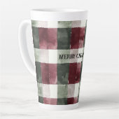 Tasse Latte Rouge Bourgogne Crème verte Blanc Plaid (Angle gauche)