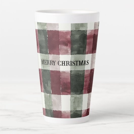 Tasse Latte Rouge Bourgogne Crème verte Blanc Plaid (Devant)