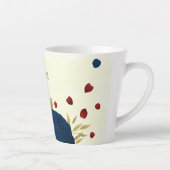 Tasse Latte rouge & fleurs bleu marine feuilles d'or mariage (Droite)