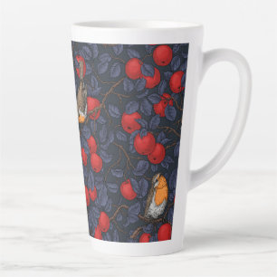Tasse Latte Rouge-gorges dans le pommier/bleu et rouge