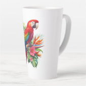 Tasse Latte Rouge macaw tropical floral (Angle droit)