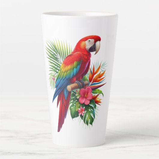 Tasse Latte Rouge macaw tropical floral (Devant)