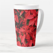 Tasse Latte Rouge Poinsettias II Noël Fête Florale (Angle droit)