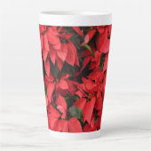 Tasse Latte Rouge Poinsettias II Noël Fête Florale (Devant)