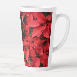 Tasse Latte Rouge Poinsettias II Noël Fête Florale