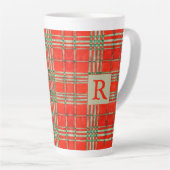 Tasse Latte ROUGE SCOTT TARTAN Tall LatMug + Initial (Angle droit)