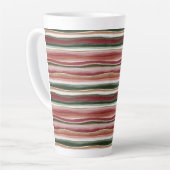 Tasse Latte Rouge Vert Blush Blanc Or Rayures (Angle gauche)