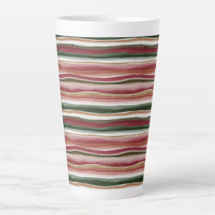 Tasse Latte Rouge Vert Blush Blanc Or Rayures