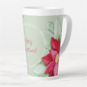 Tasse Latte Rouge Vert Noël étoile Poinsettia Aquarelle (Angle droit)