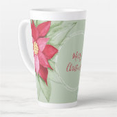 Tasse Latte Rouge Vert Noël étoile Poinsettia Aquarelle (Angle gauche)