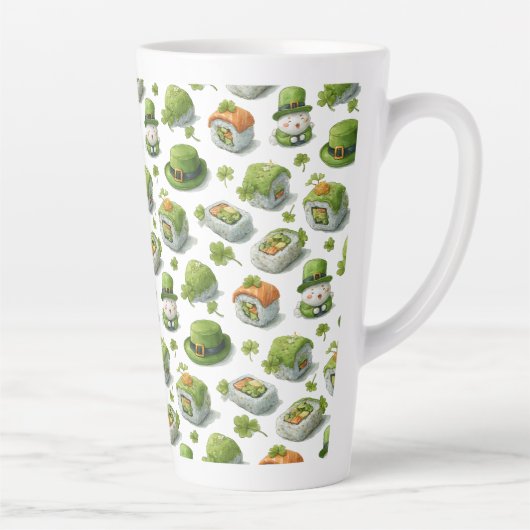 Tasse Latte Roulés de sushi de la Saint-Patrick & Trèfle (Droite)