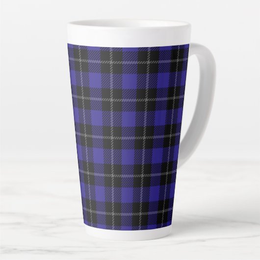 Tasse Latte Royal Blue Black Plaid (Angle droit)