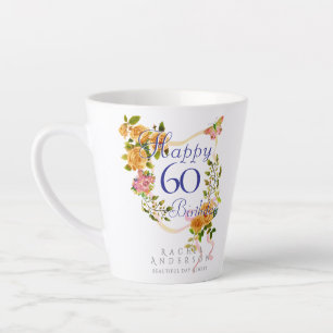 Tasse Latte Ruban de rose d'or 60e anniversaire