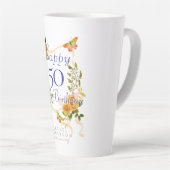 Tasse Latte Ruban de rose dorée 50e anniversaire (Angle droit)