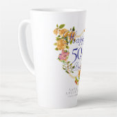 Tasse Latte Ruban de rose dorée 50e anniversaire (Angle gauche)