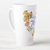 Tasse Latte Ruban de rose dorée 70e anniversaire (Angle gauche)
