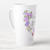 Tasse Latte Ruban de rose violette 40e anniversaire (Angle gauche)
