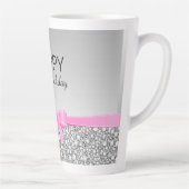 Tasse Latte Ruban Rose Et Parties scintillant Gris Anniversair (Droite)