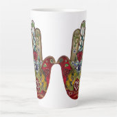 Tasse Latte Ruby Grenade Cœur Rouge Oiseau Hamsa (Devant)