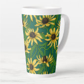 Tasse Latte Rudbekia jaune sur vert foncé (Angle droit)