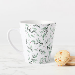 Tasse Latte Russe Noël Pine Tree Branche Motif Fête